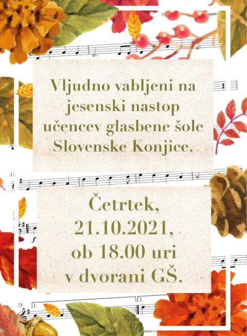 Jesenski nastop Glasbene šole Slovenske Konjice